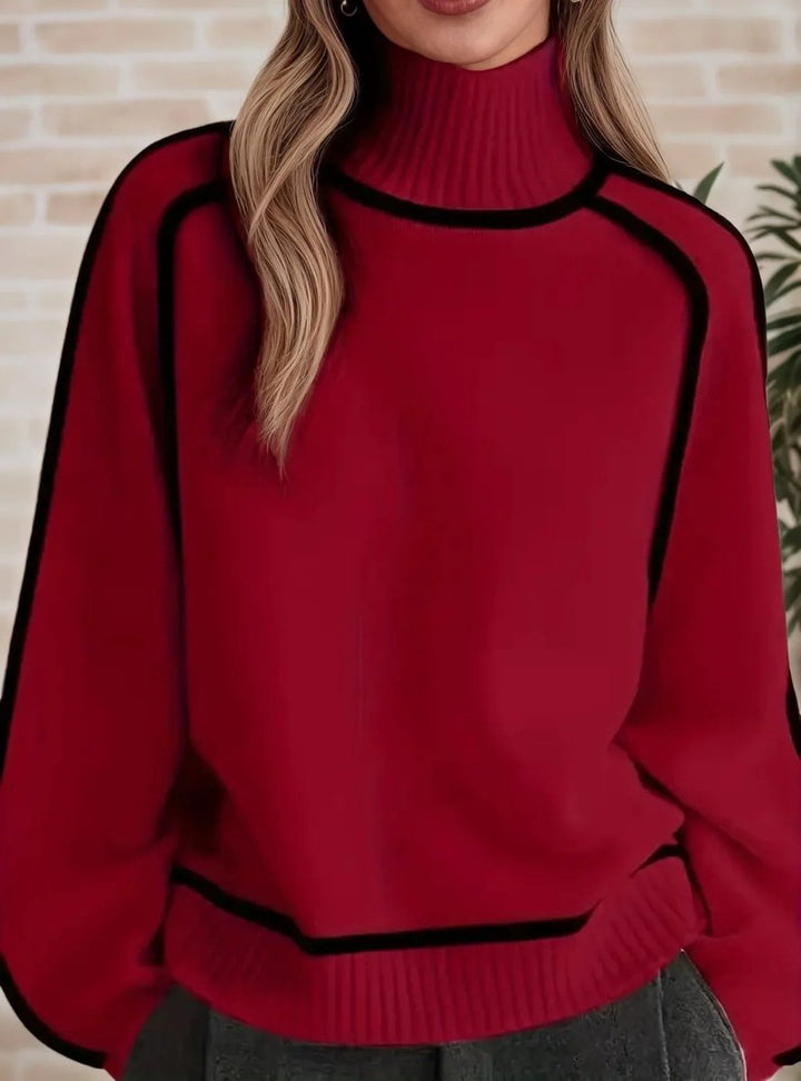 Oriana | Women's Oversized Striped Roll Neck Jumper