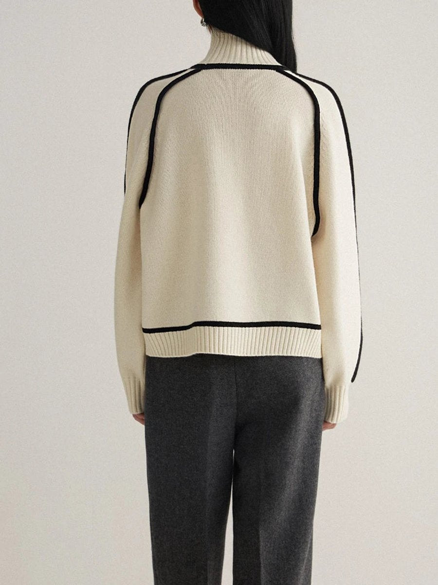 Oriana | Women's Oversized Striped Roll Neck Jumper