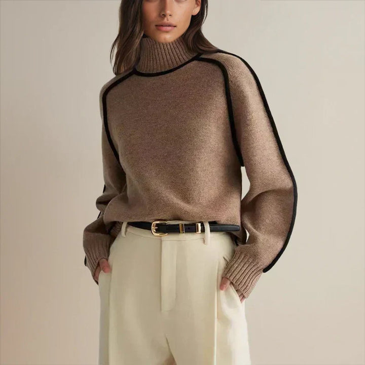 Oriana | Women's Oversized Striped Roll Neck Jumper