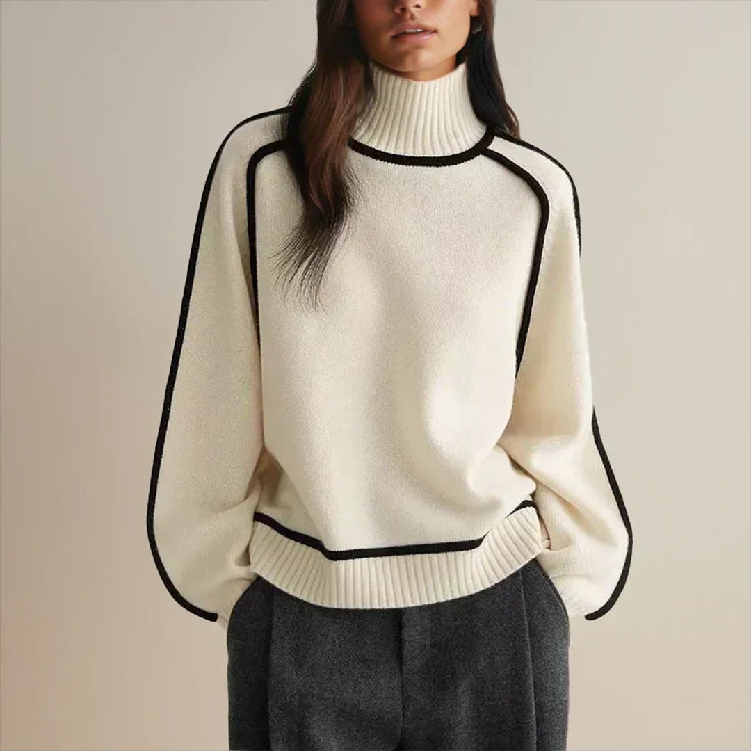 Oriana | Women's Oversized Striped Roll Neck Jumper