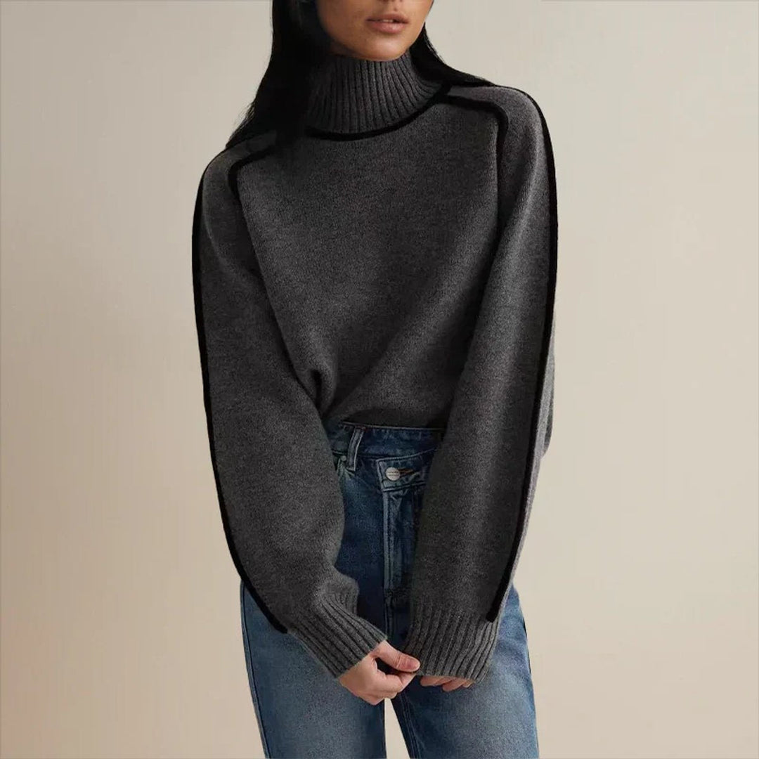 Oriana | Women's Oversized Striped Roll Neck Jumper