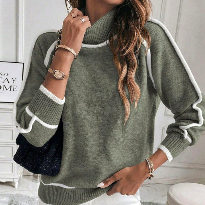 Adelaide | Women's Oversized Contrast Stripe Roll Neck Jumper