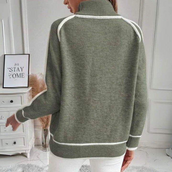 Adelaide | Women's Oversized Contrast Stripe Roll Neck Jumper