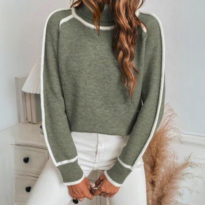 Adelaide | Women's Oversized Contrast Stripe Roll Neck Jumper