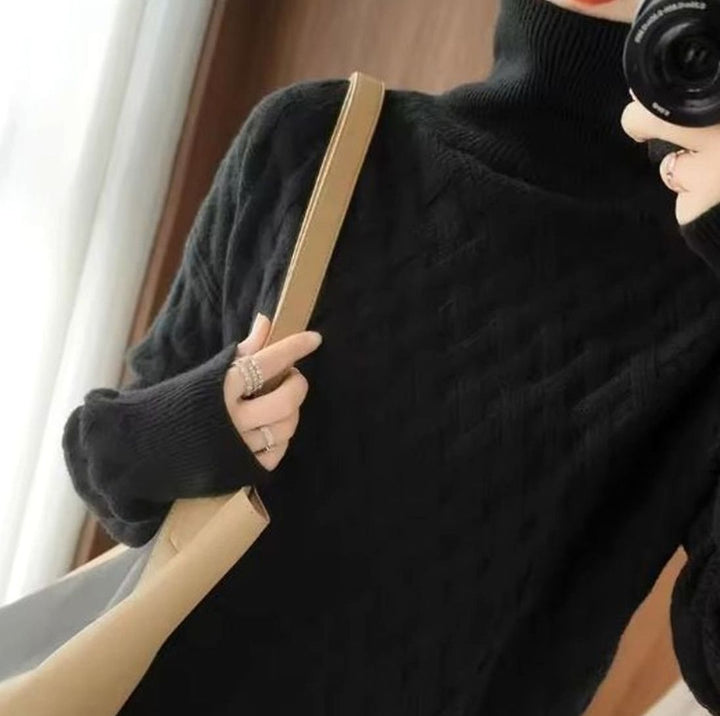 Maribel | Women's Oversized Cashmere Cable Knit Roll Neck Jumper
