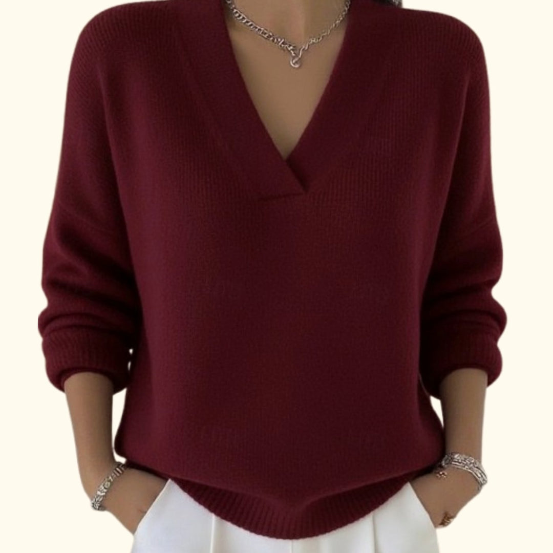 Tilda | Women's Relaxed Fit Deep V-Neck Knitted Jumper