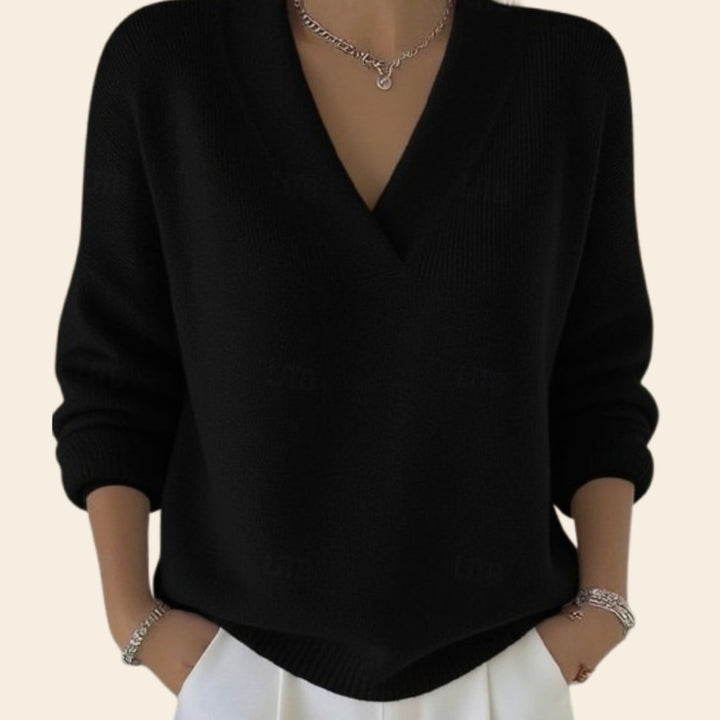 Tilda | Women's Relaxed Fit Deep V-Neck Knitted Jumper