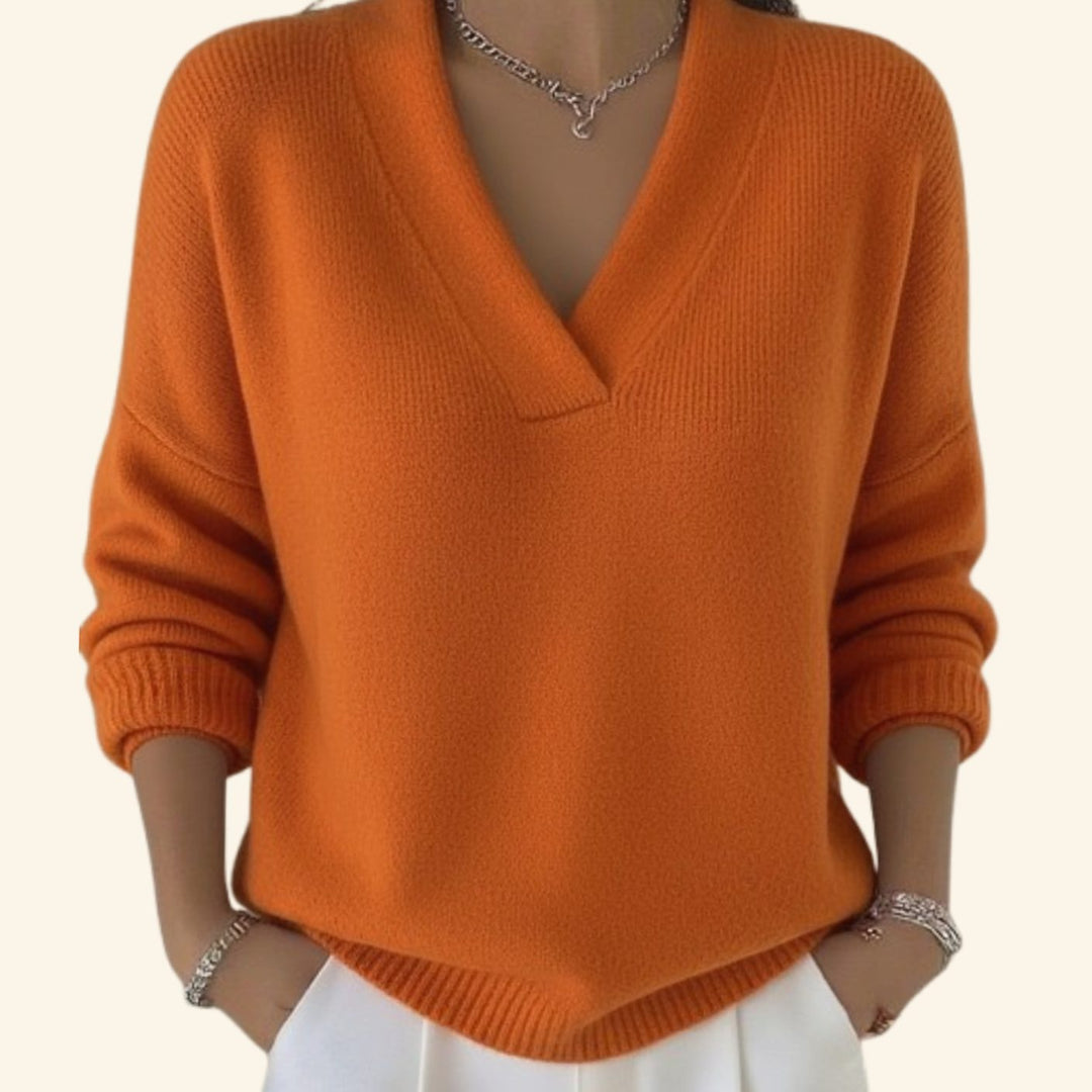 Tilda | Women's Relaxed Fit Deep V-Neck Knitted Jumper