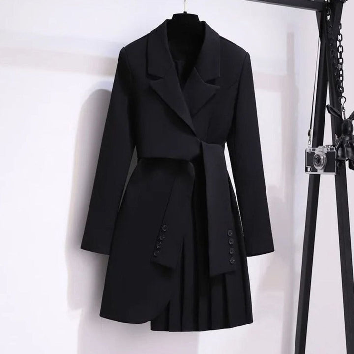 Araminta | Women's Tailored Belted Blazer Coat with Pleated Hem