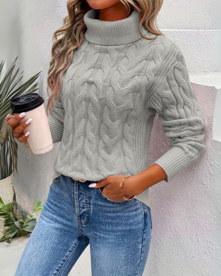 Dulcie | Women's Cable Knit Roll Neck Jumper