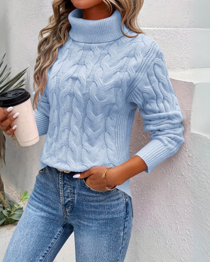 Dulcie | Women's Cable Knit Roll Neck Jumper