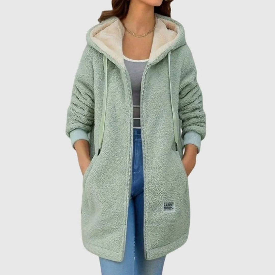 Petunia | Women's Plush Fleece Hooded Zip-Up Winter Jacket