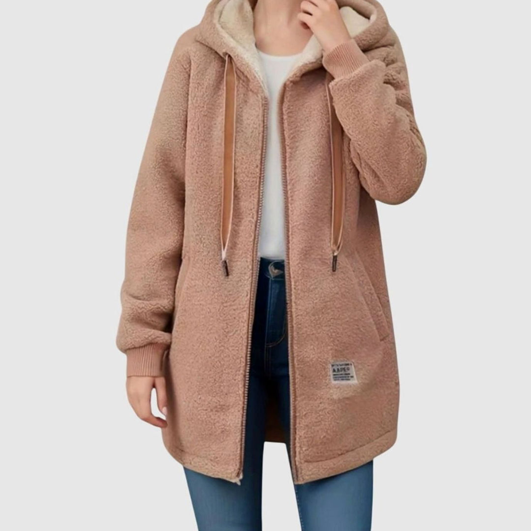 Petunia | Women's Plush Fleece Hooded Zip-Up Winter Jacket