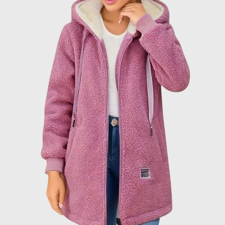 Petunia | Women's Plush Fleece Hooded Zip-Up Winter Jacket