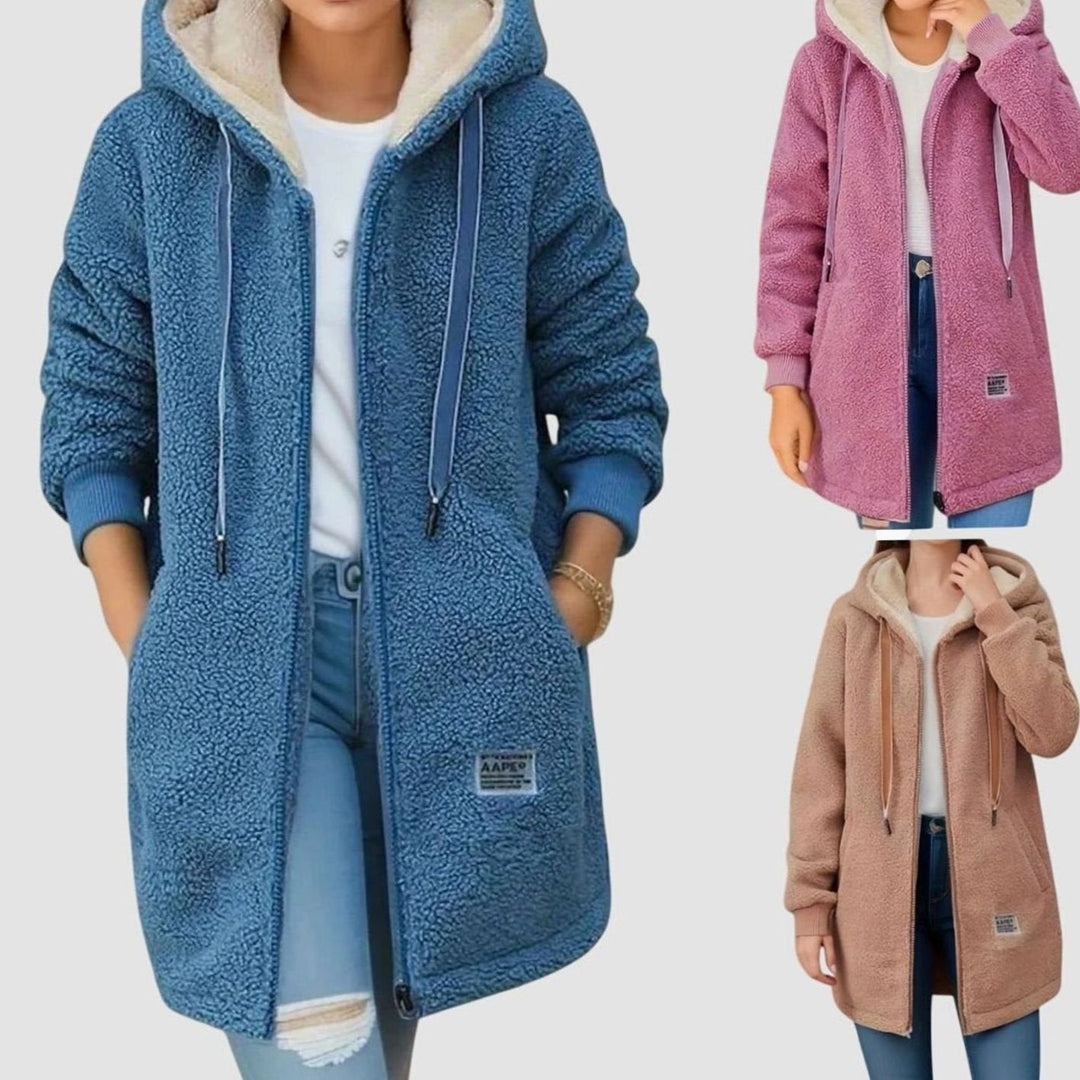 Petunia | Women's Plush Fleece Hooded Zip-Up Winter Jacket