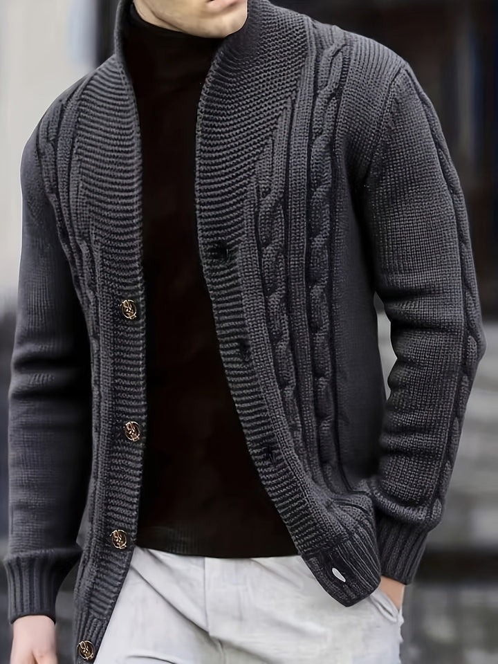 Jenson | Men's Cable Knit Button-Up Cardigan
