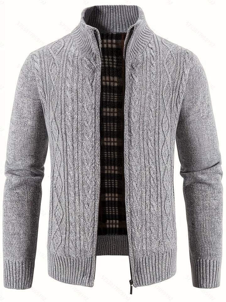 Nolan | Men's Textured Zip-Up Knit Cardigan
