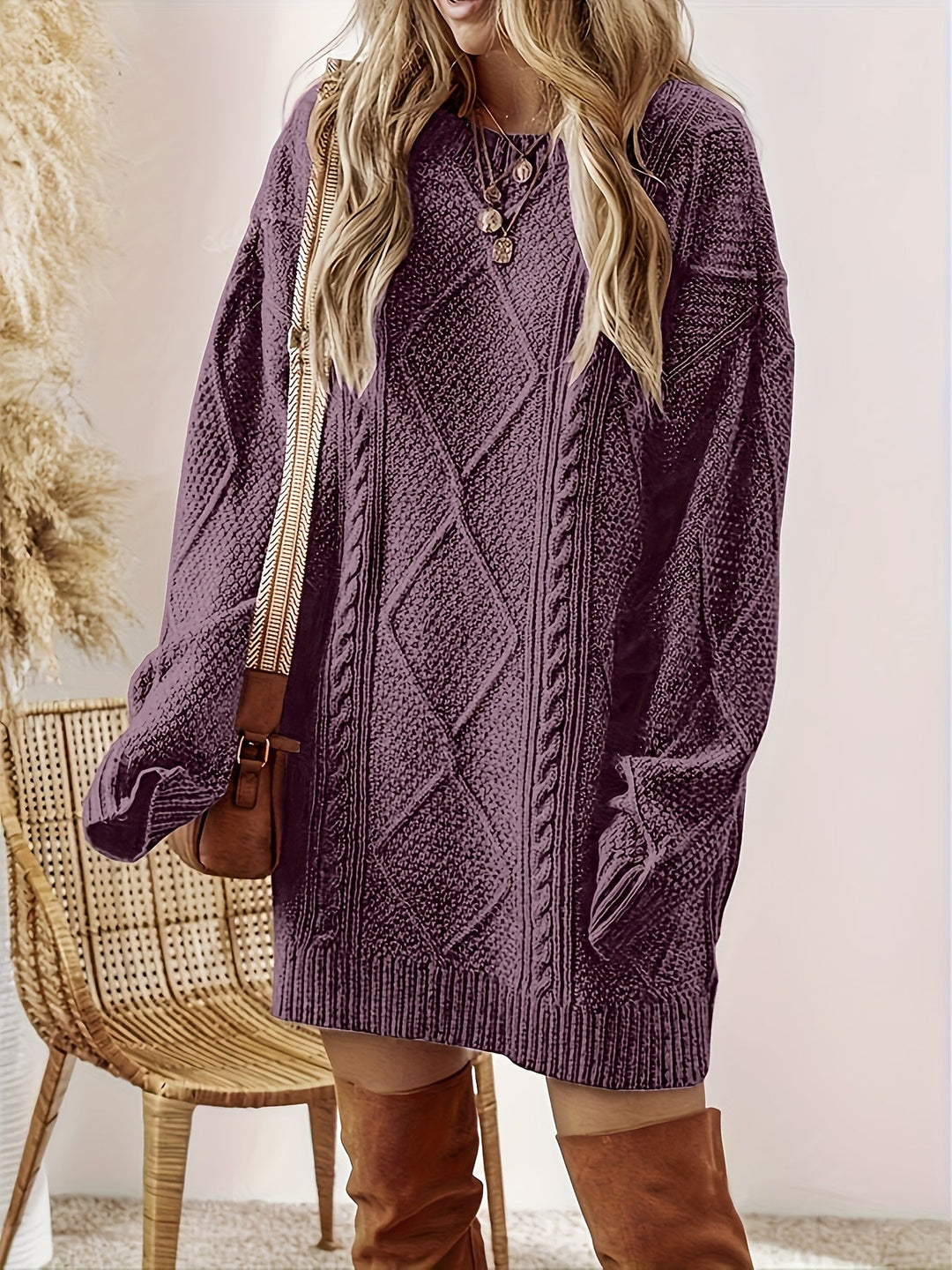 Octavia | Women's Cable Knit Jumper Dress
