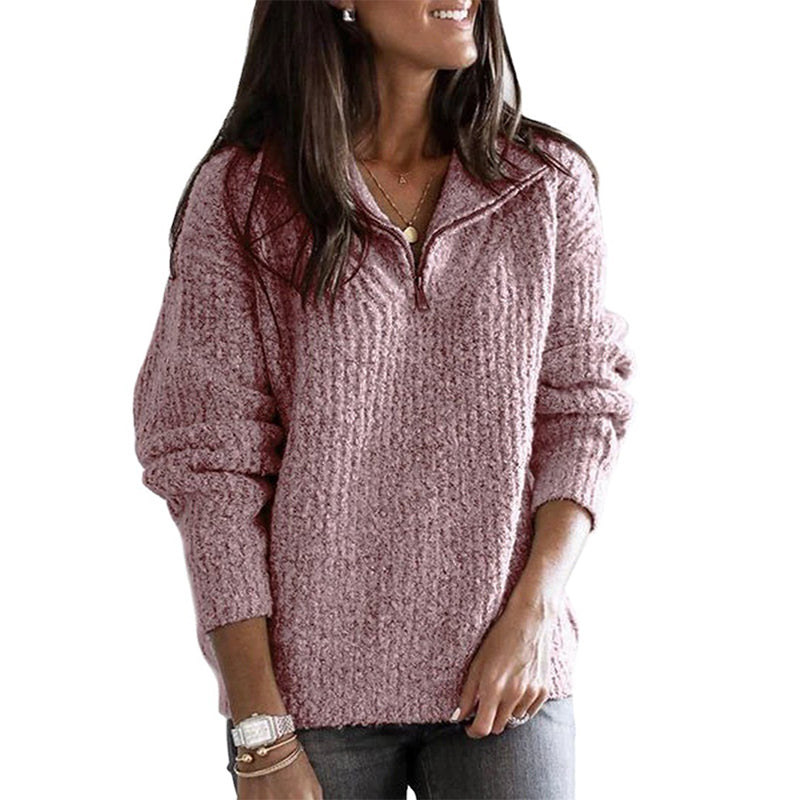 Women's Zip-Up Ribbed Jumper