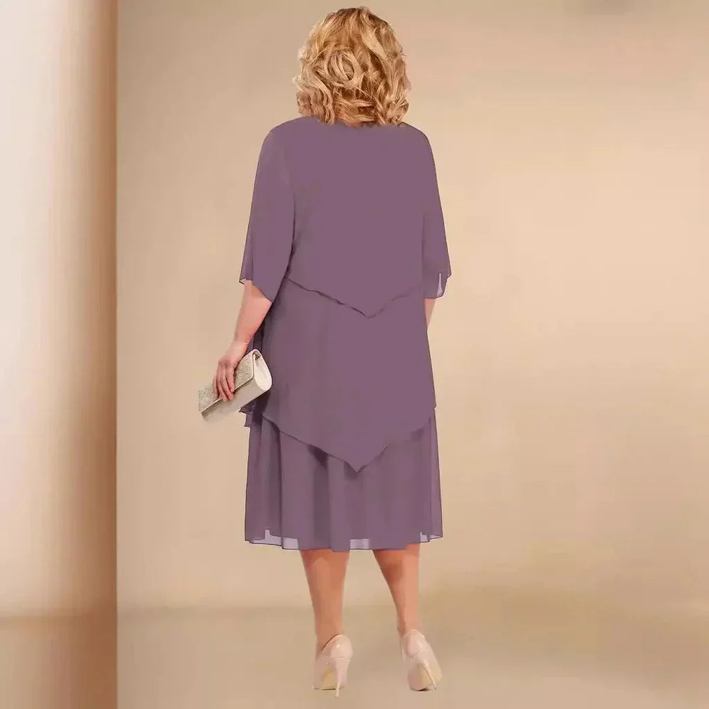 Women's Wedding Guest Layered Midi Dress