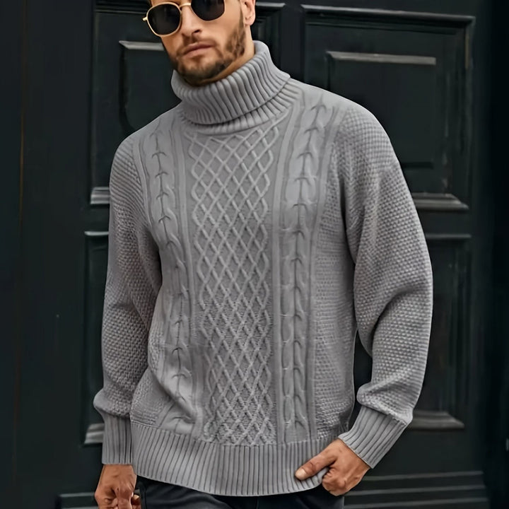 Eamon | Men's Cable Knit Roll Neck Jumper