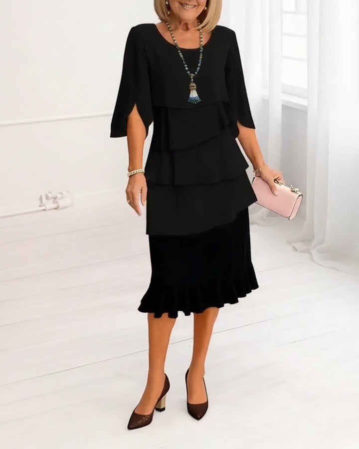 Women's A-Line Ruffle Midi Dress