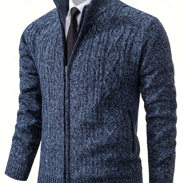 Nolan | Men's Textured Zip-Up Knit Cardigan