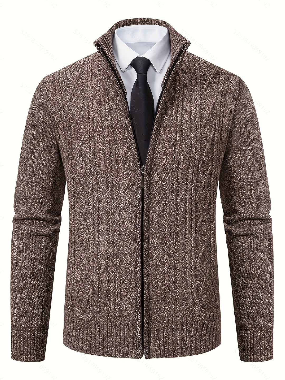 Nolan | Men's Textured Zip-Up Knit Cardigan