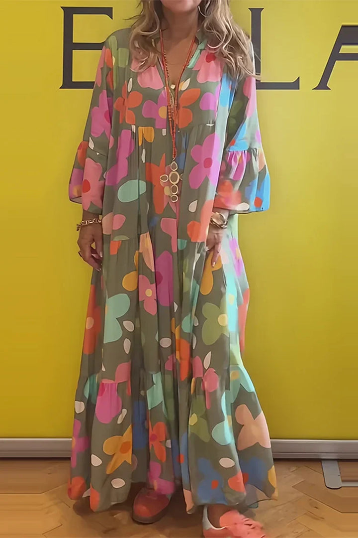 Olive | Women's Flared Floral Maxi Dress