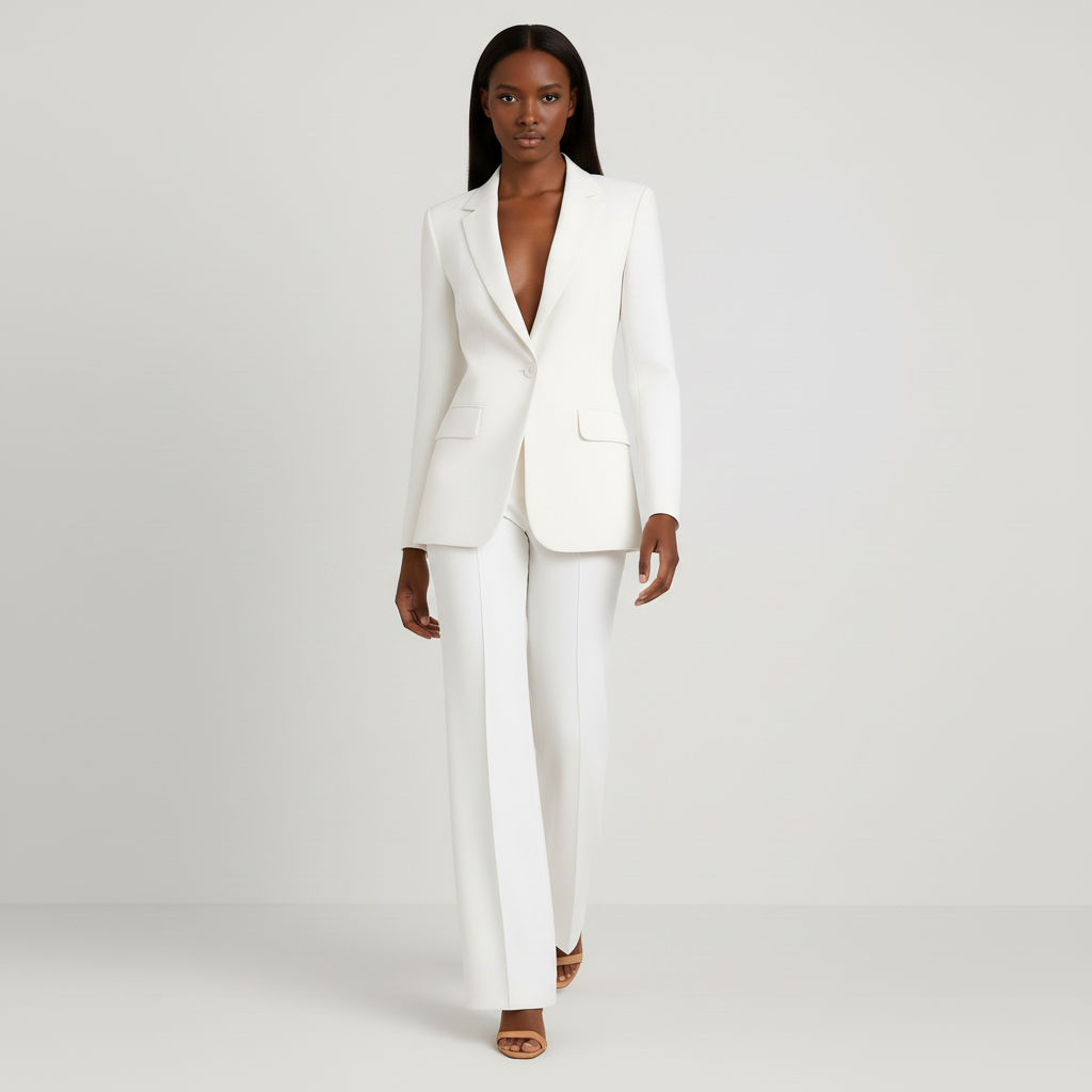 Women's Suit Set Blazer Straight Leg Trousers Classic Fit