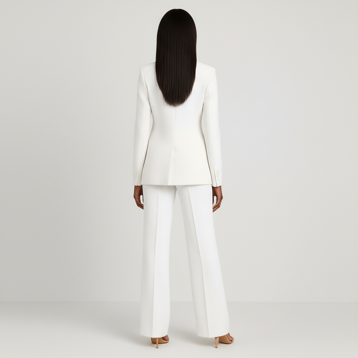 Women's Suit Set Blazer Straight Leg Trousers Classic Fit