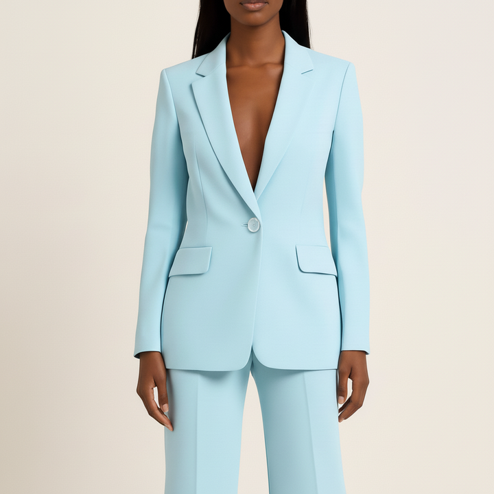 Women's Suit Set Blazer Straight Leg Trousers Classic Fit