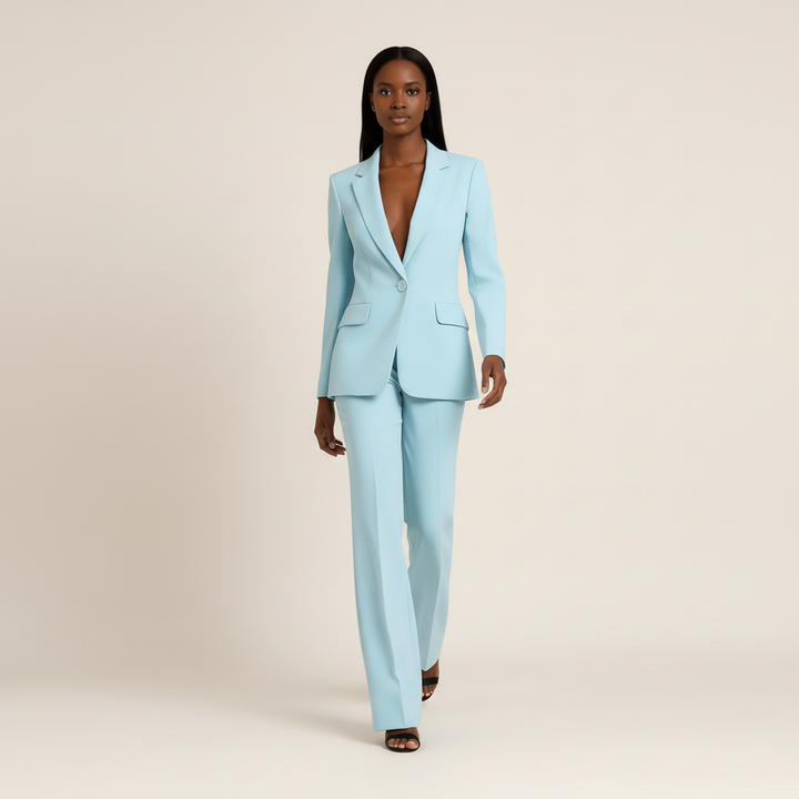 Women's Suit Set Blazer Straight Leg Trousers Classic Fit