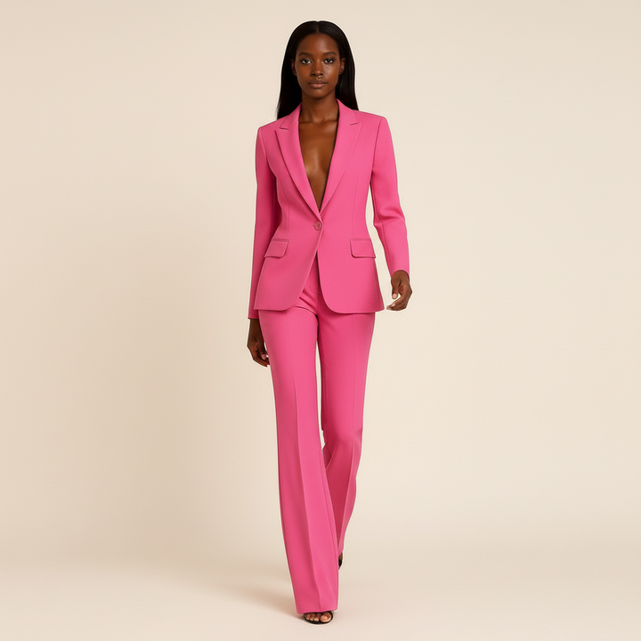 Women's Suit Set Blazer Straight Leg Trousers Classic Fit