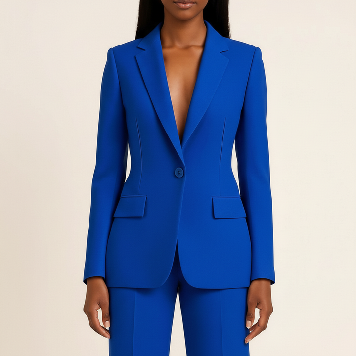 Women's Suit Set Blazer Straight Leg Trousers Classic Fit