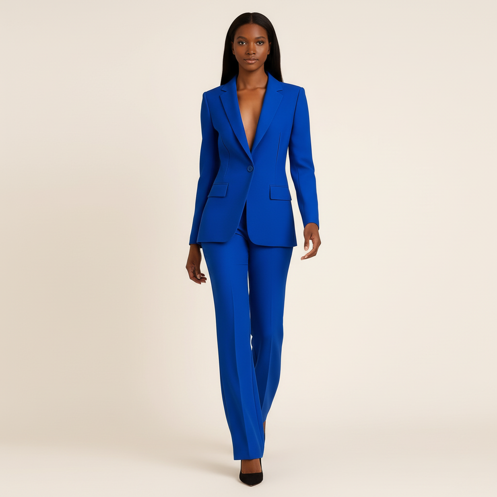 Women's Suit Set Blazer Straight Leg Trousers Classic Fit