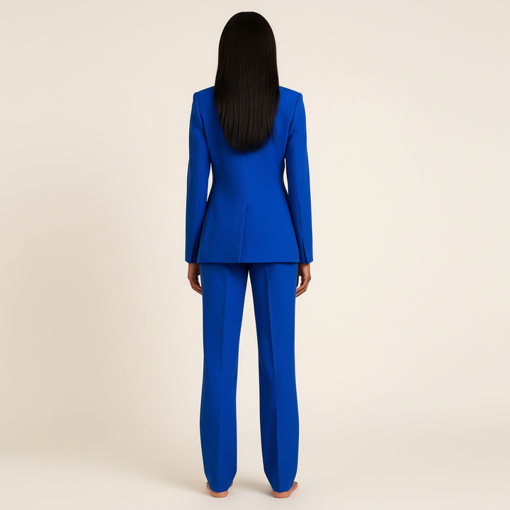 Women's Suit Set Blazer Straight Leg Trousers Classic Fit