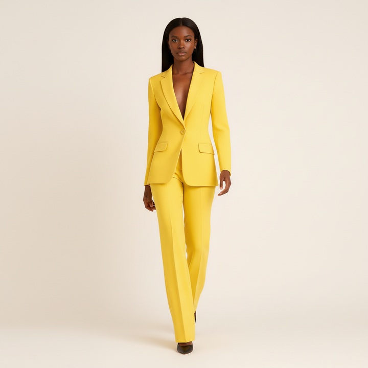 Women's Suit Set Blazer Straight Leg Trousers Classic Fit