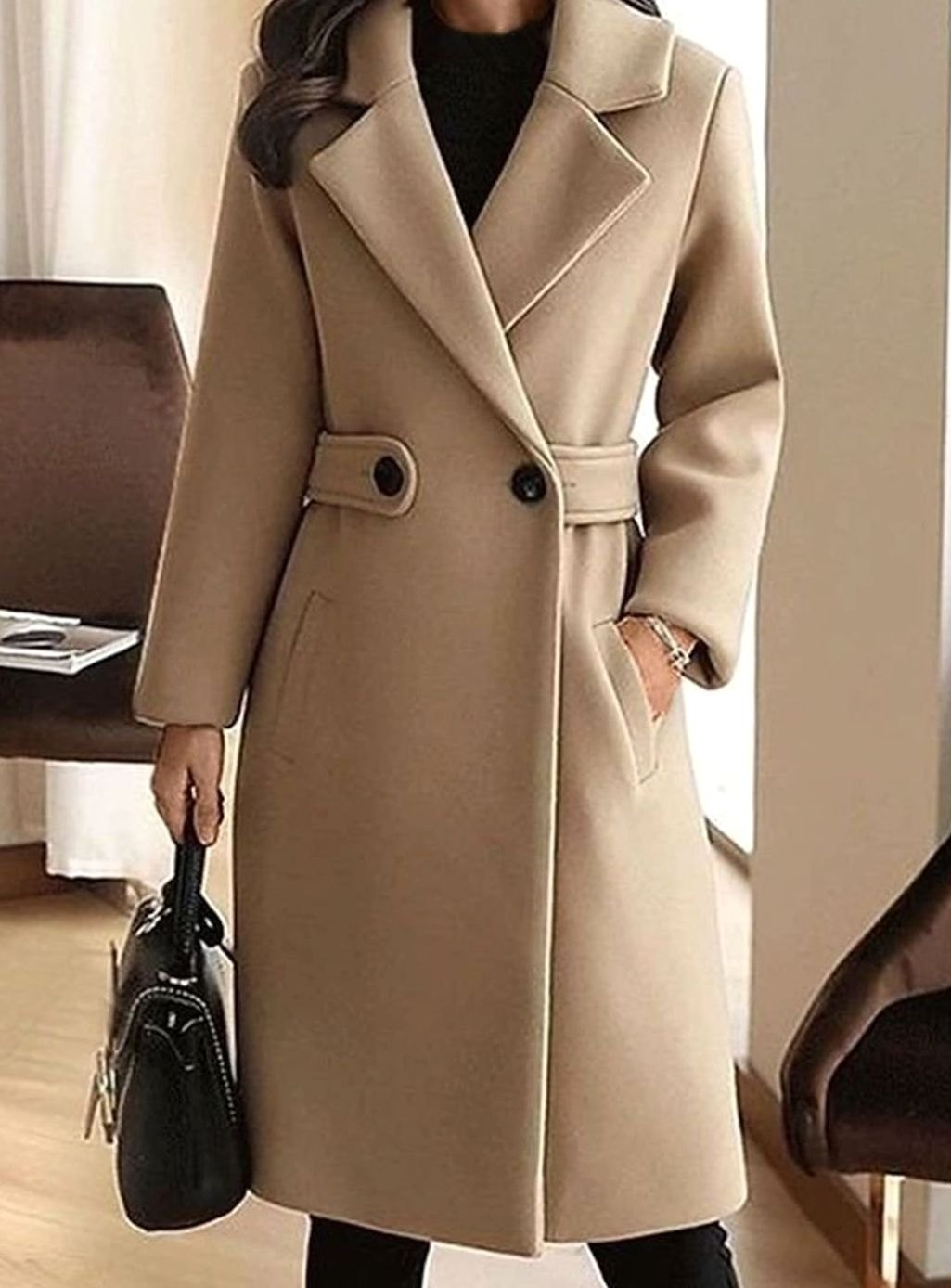 Greer | Women's Tailored Wool-Blend Belted Midi Coat