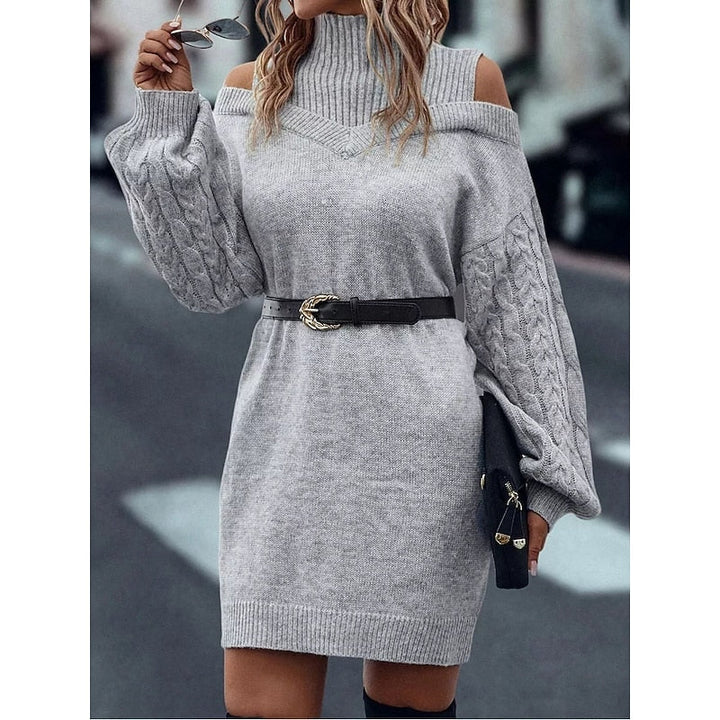 Melody | Women's Cold-Shoulder Roll Neck Jumper Dress