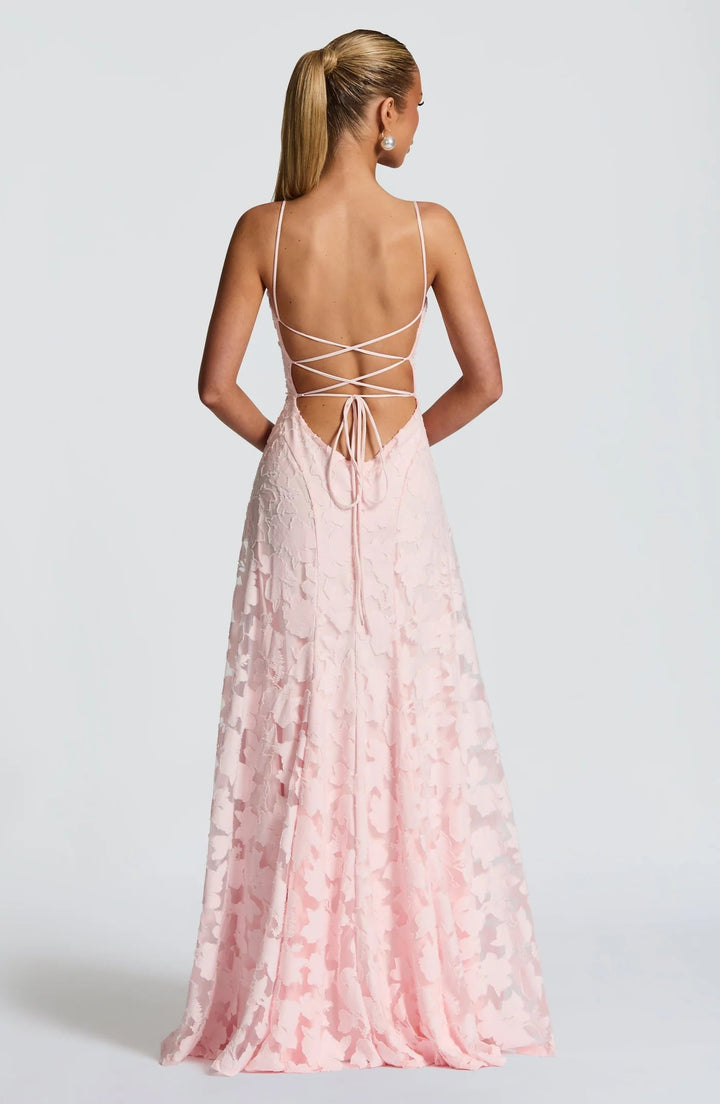 Women's Draped Floral Evening Gown