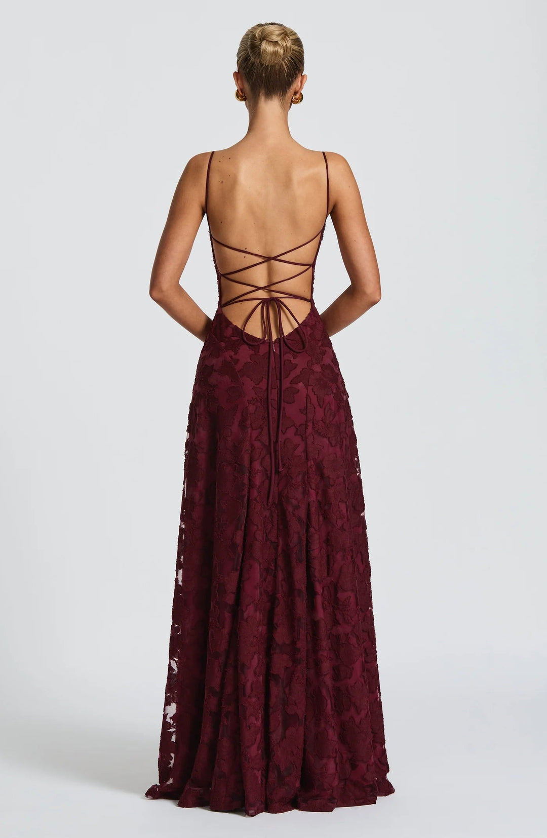 Women's Draped Floral Evening Gown