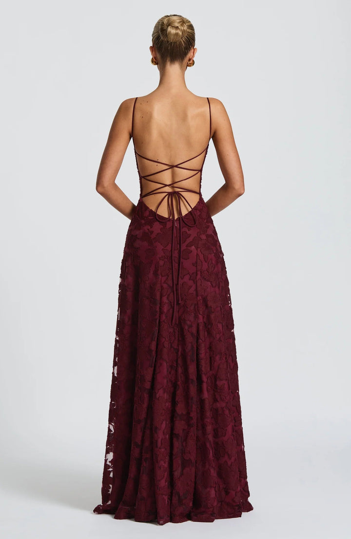 Women's Draped Floral Evening Gown