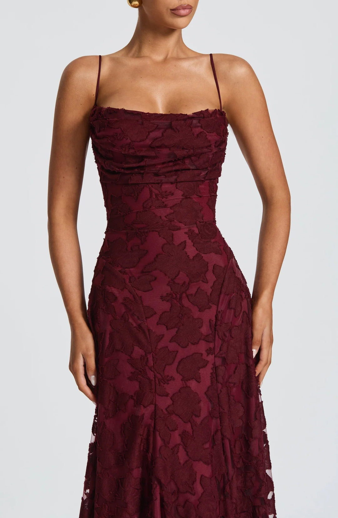 Women's Draped Floral Evening Gown