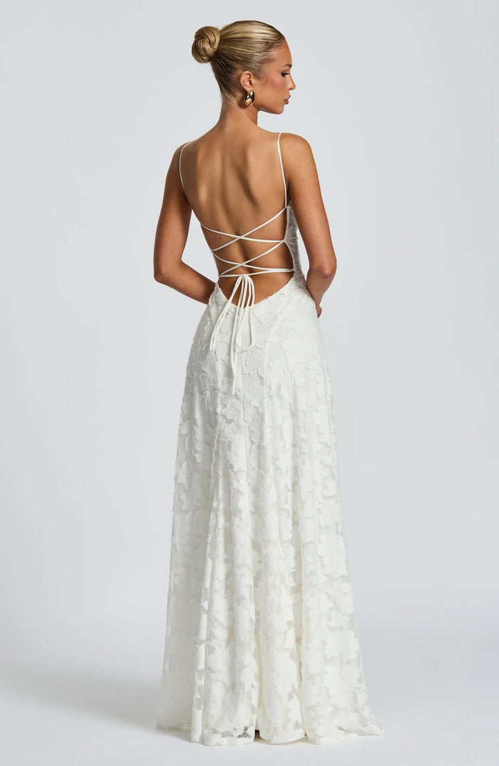 Women's Draped Floral Evening Gown
