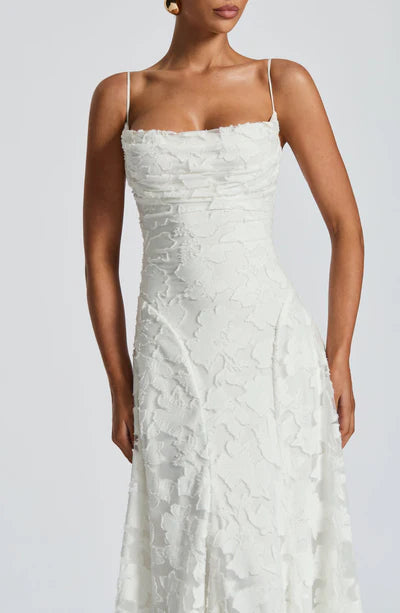 Women's Draped Floral Evening Gown