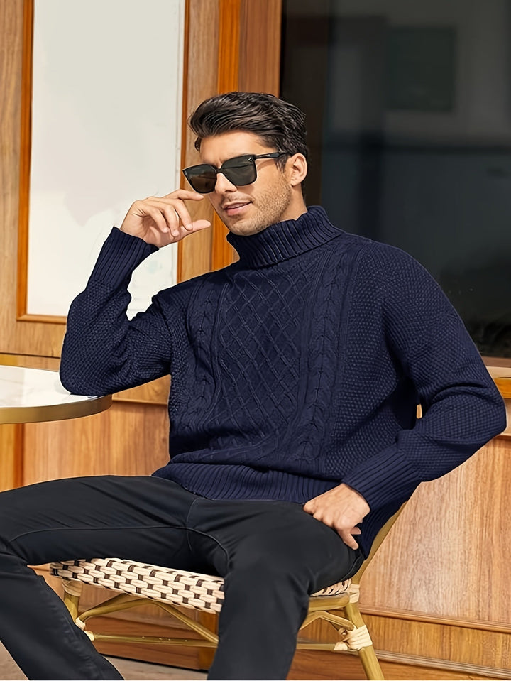 Eamon | Men's Cable Knit Roll Neck Jumper