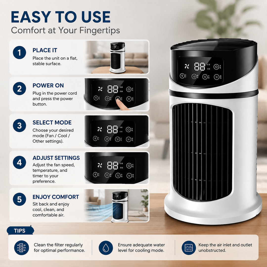 Compact Portable Air Conditioner Windowless Room Cooler