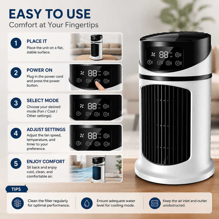 Compact Portable Air Conditioner Windowless Room Cooler