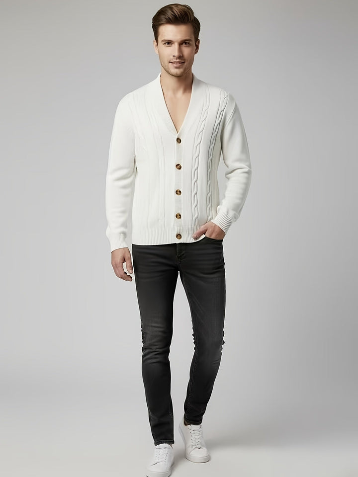 Jenson | Men's Cable Knit Button-Up Cardigan